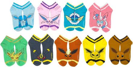 Pokemon Eevee Eeeveelution Half Quarter Crew Socks 9-Pack Exclusivité Games Zone